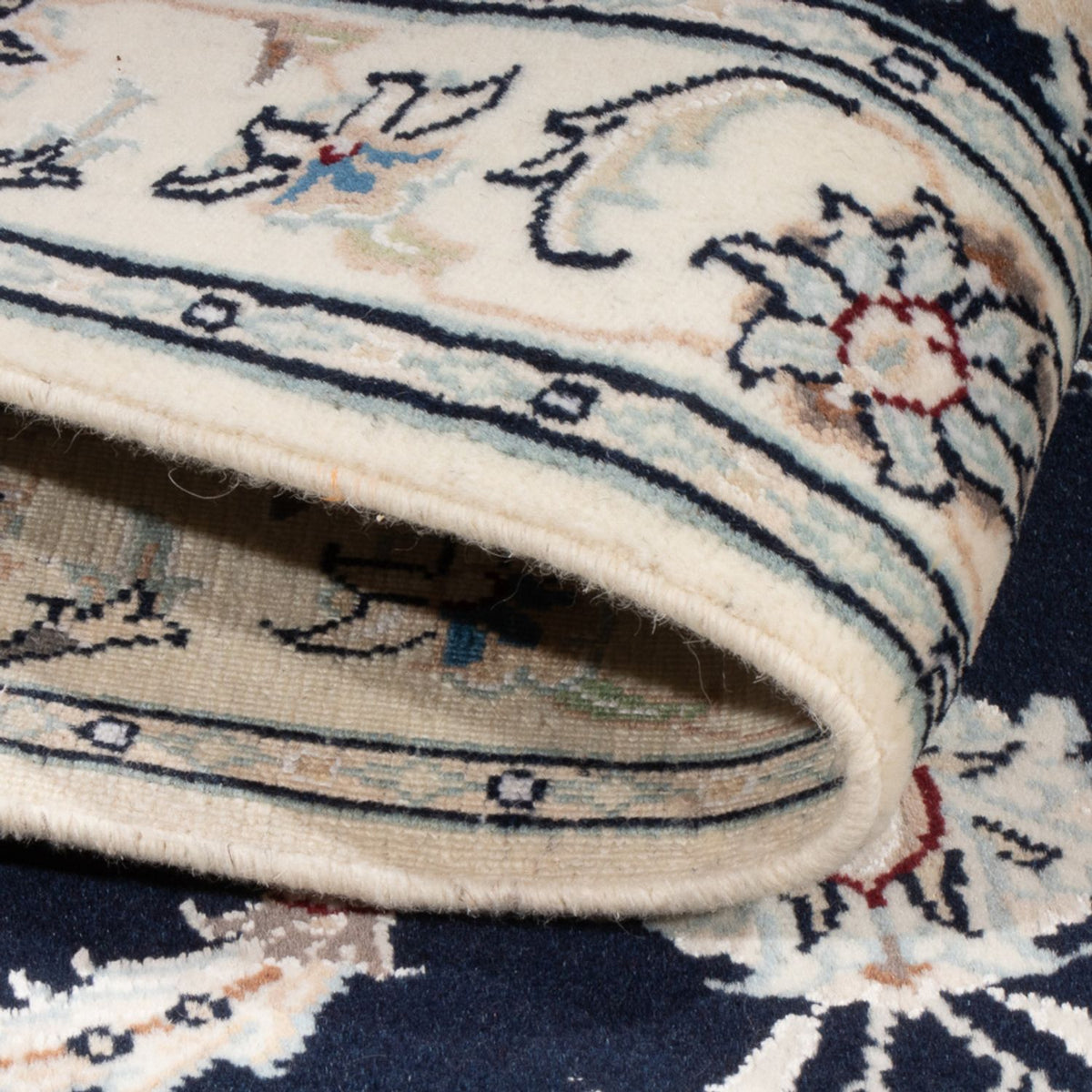 Persisk tæppe - Nain - Premium - 116 x 80 cm - mørkeblå