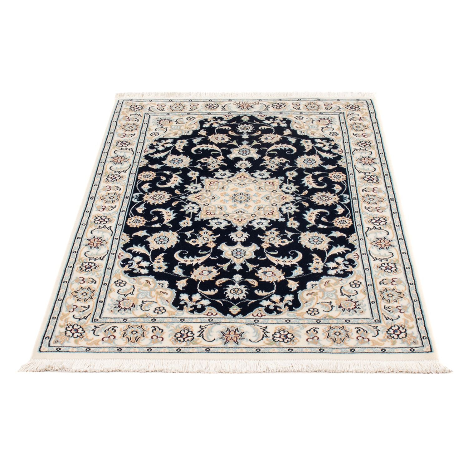 Persisk tæppe - Nain - Premium - 120 x 80 cm - mørkeblå