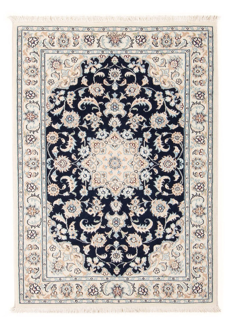 Persisk tæppe - Nain - Premium - 117 x 78 cm - mørkeblå