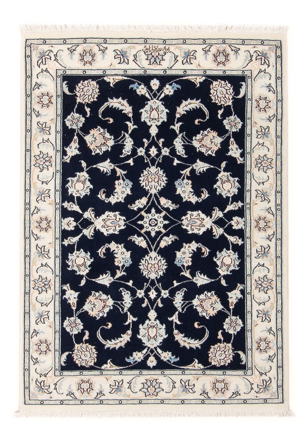 Persisk tæppe - Nain - Premium - 124 x 82 cm - mørkeblå