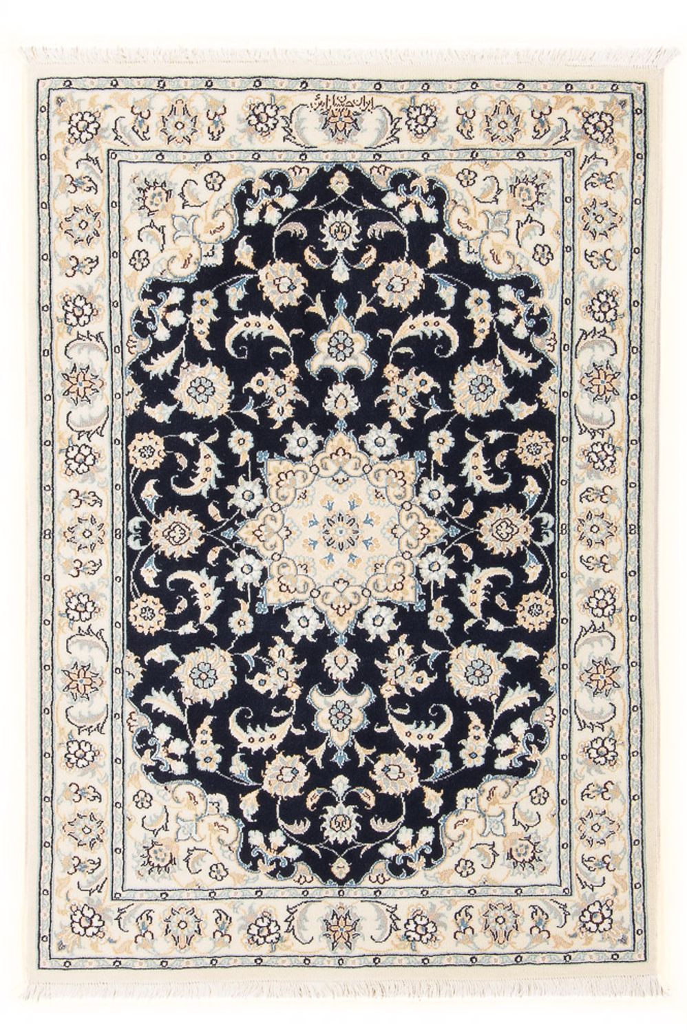 Persisk tæppe - Nain - Premium - 118 x 80 cm - mørkeblå