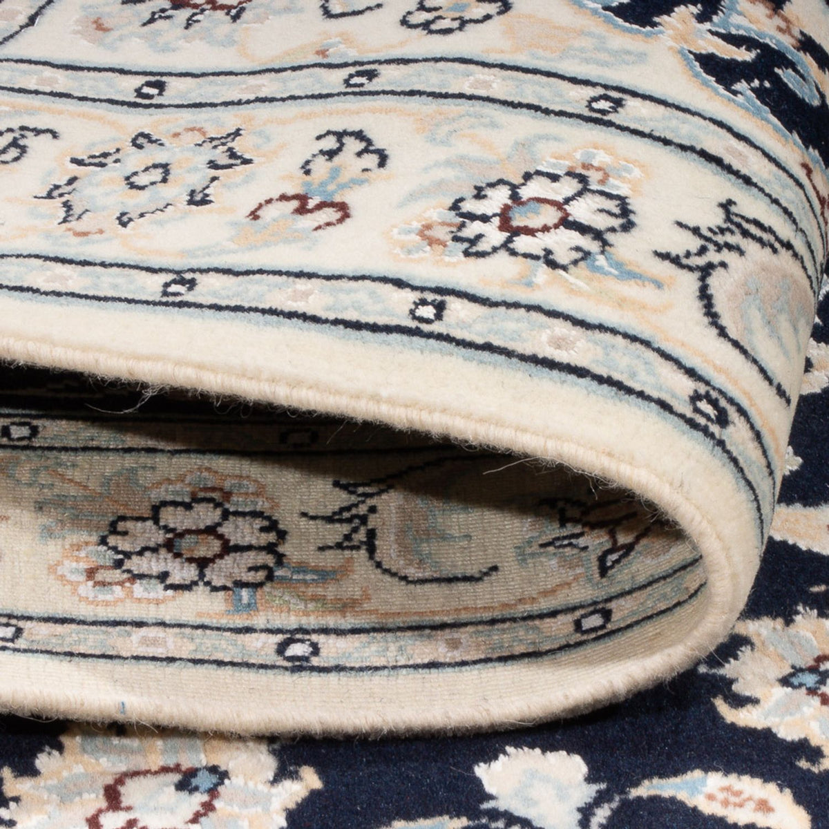 Persisk tæppe - Nain - Premium - 118 x 80 cm - mørkeblå