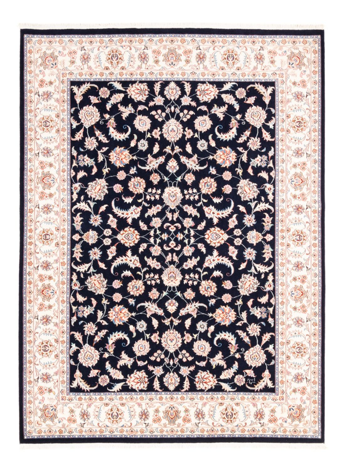 Persisk tæppe - Tabriz - 200 x 148 cm - mørkeblå