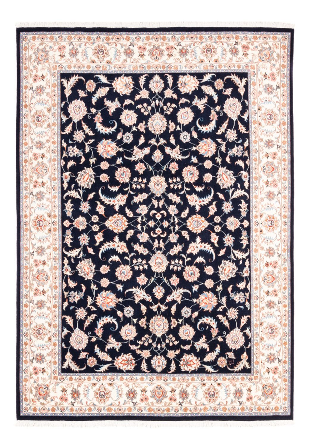 Persisk tæppe - Tabriz - 200 x 147 cm - mørkeblå