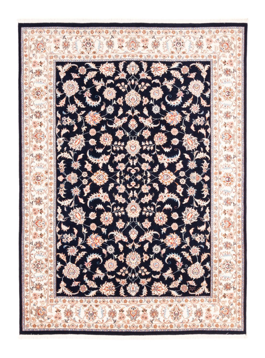 Persisk tæppe - Tabriz - 200 x 150 cm - mørkeblå