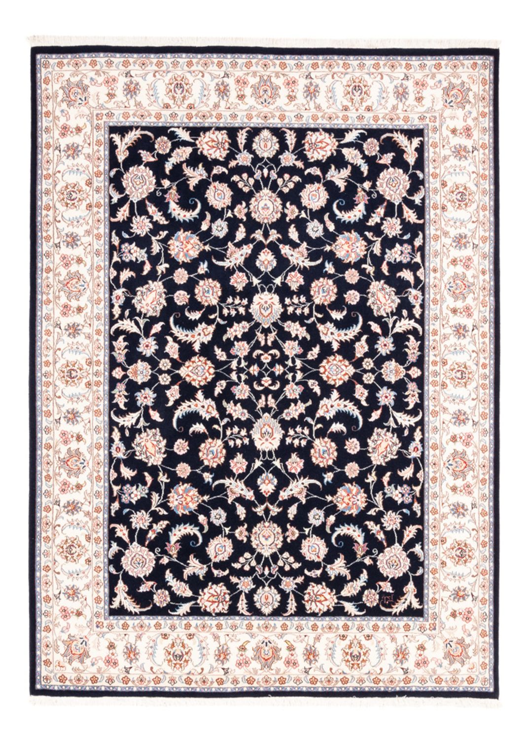 Persisk tæppe - Tabriz - 201 x 150 cm - mørkeblå
