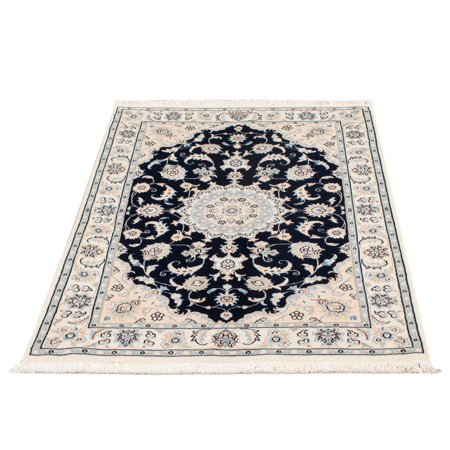 Persisk tæppe - Nain - Premium - 120 x 81 cm - mørkeblå