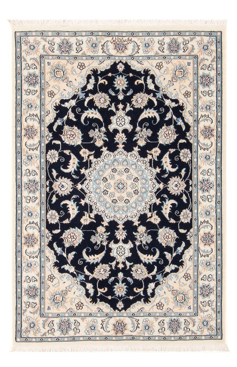Persisk tæppe - Nain - Premium - 122 x 81 cm - mørkeblå