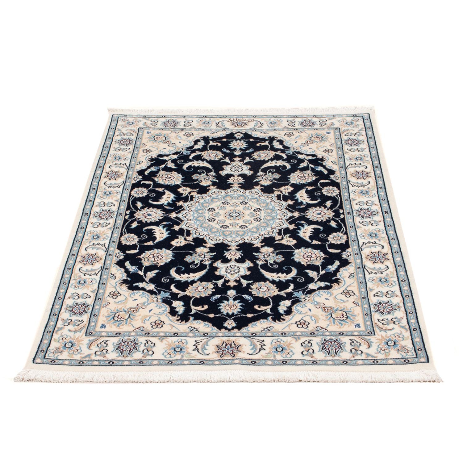 Persisk tæppe - Nain - Premium - 122 x 81 cm - mørkeblå