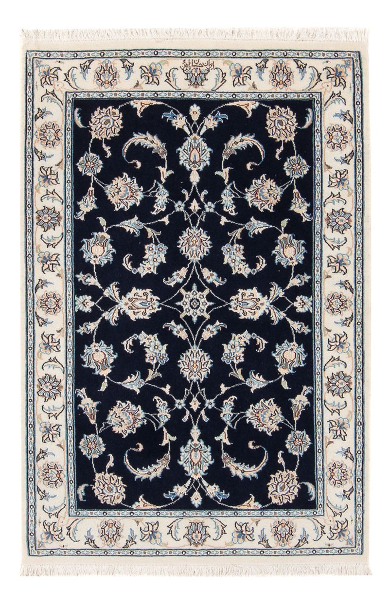 Persisk tæppe - Nain - Premium - 121 x 78 cm - mørkeblå