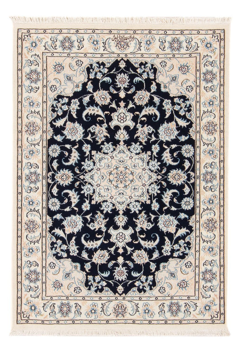 Persisk tæppe - Nain - Premium - 123 x 83 cm - mørkeblå