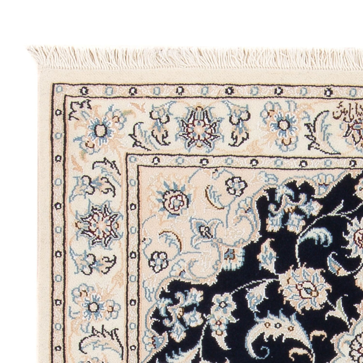 Persisk tæppe - Nain - Premium - 123 x 83 cm - mørkeblå