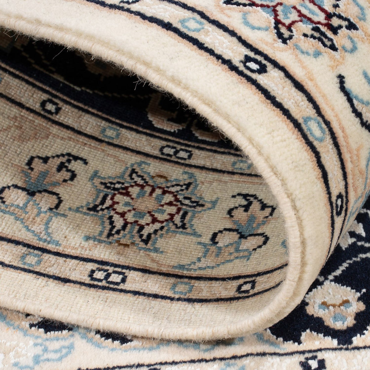 Persisk tæppe - Nain - Premium - 123 x 83 cm - mørkeblå