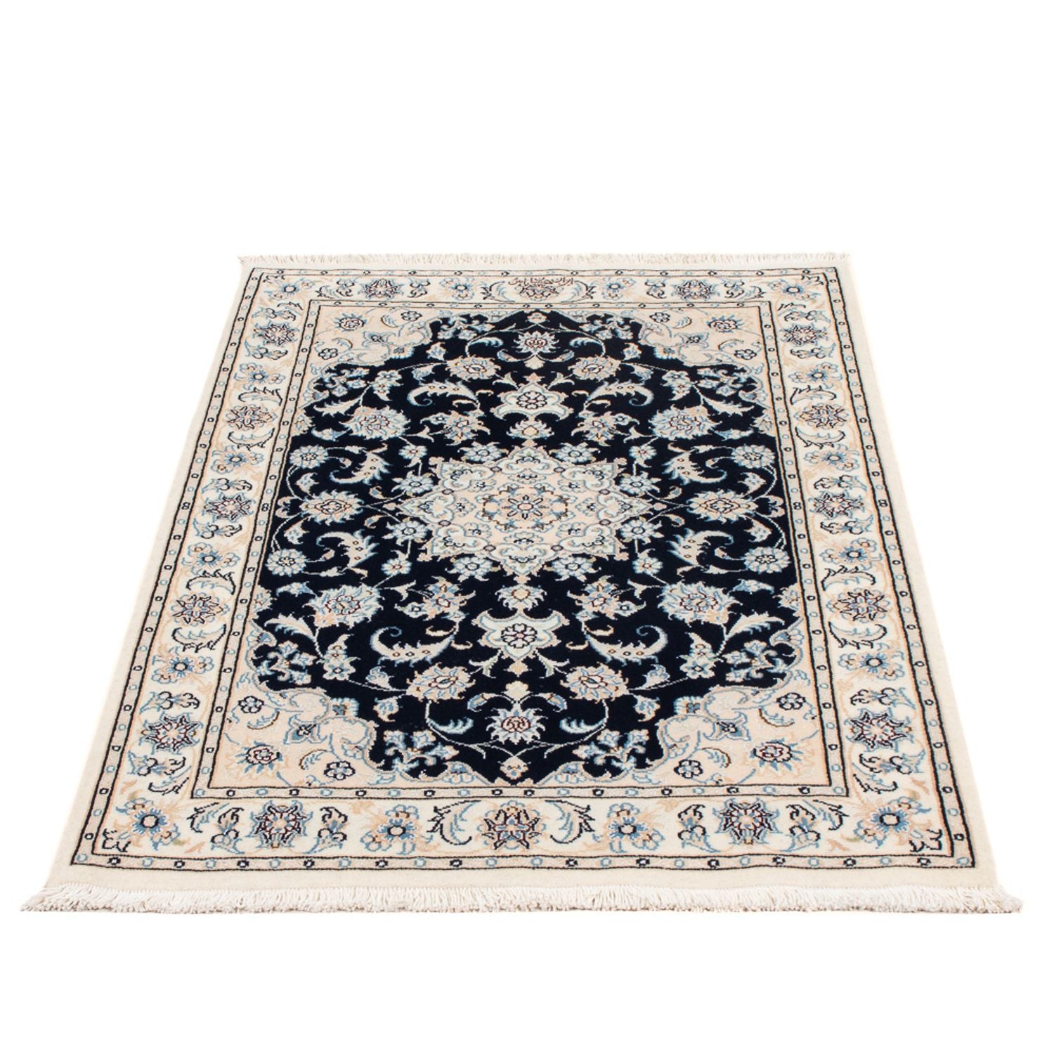 Persisk tæppe - Nain - Premium - 123 x 83 cm - mørkeblå