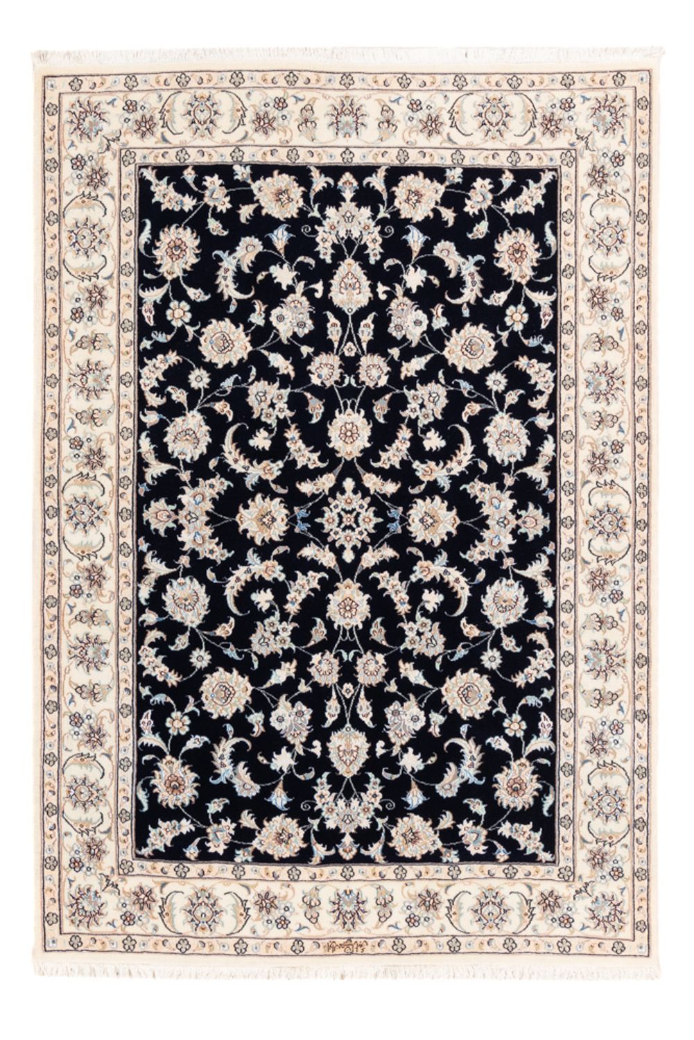 Persisk tæppe - Nain - Premium - 174 x 121 cm - mørkeblå