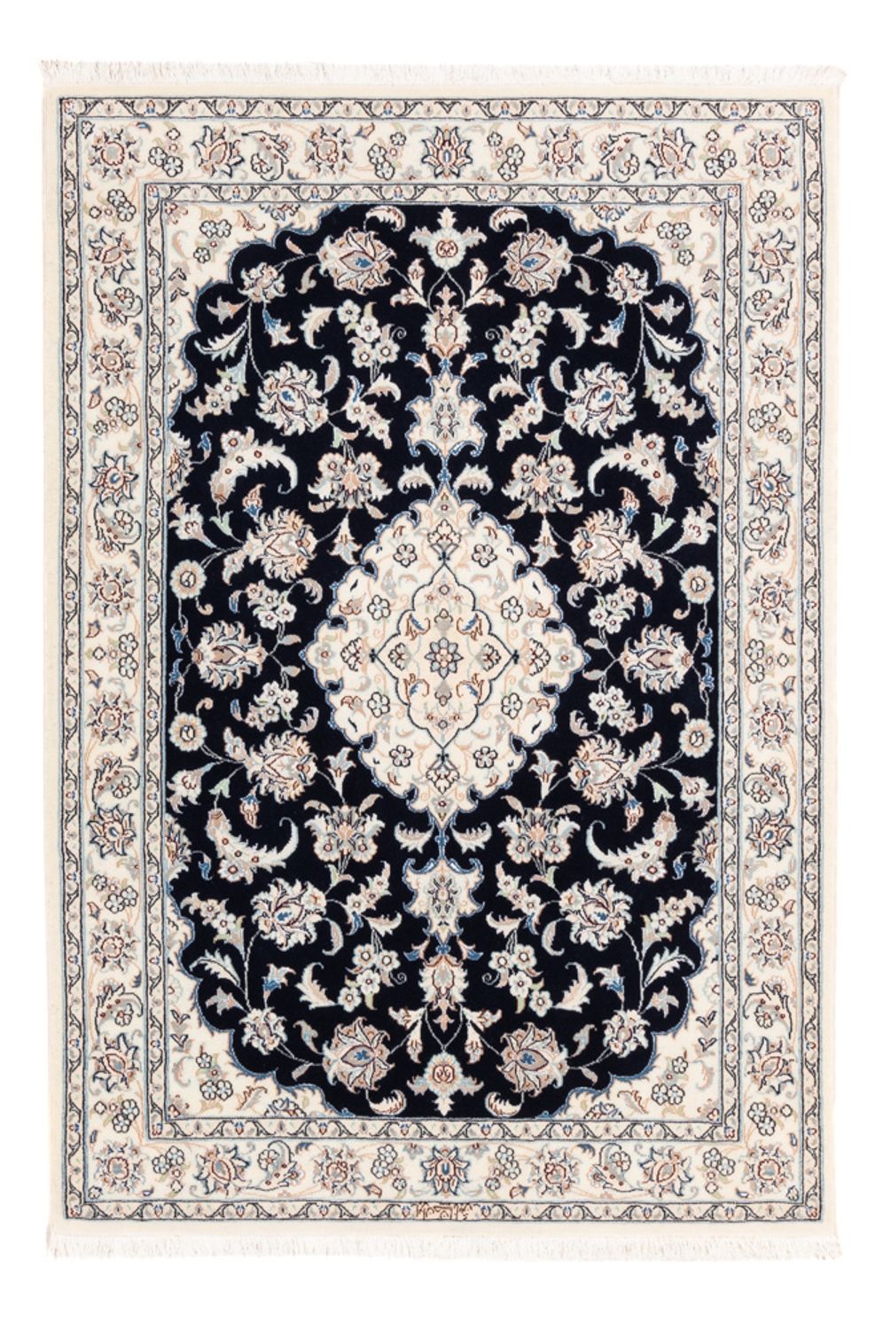 Persisk tæppe - Nain - Premium - 148 x 107 cm - mørkeblå