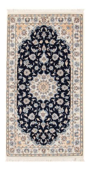 Persisk tæppe - Nain - Premium - 134 x 74 cm - mørkeblå