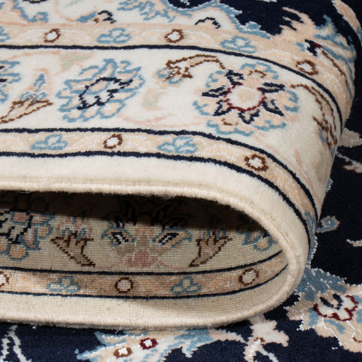 Persisk tæppe - Nain - Premium - 134 x 74 cm - mørkeblå