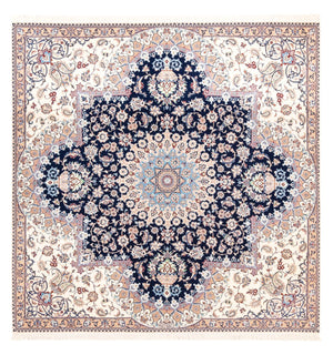 Persisk tæppe - Nain - Premium firkantet  - 212 x 212 cm - mørkeblå