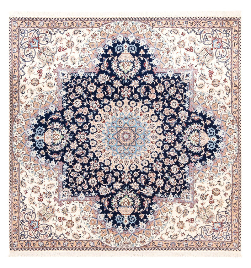 Persisk tæppe - Nain - Premium firkantet  - 212 x 212 cm - mørkeblå