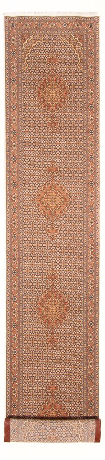 Løber Persisk tæppe - Tabriz - Royal - 407 x 78 cm - beige