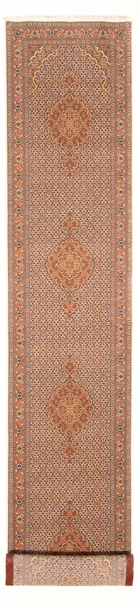 Løber Persisk tæppe - Tabriz - Royal - 407 x 78 cm - beige