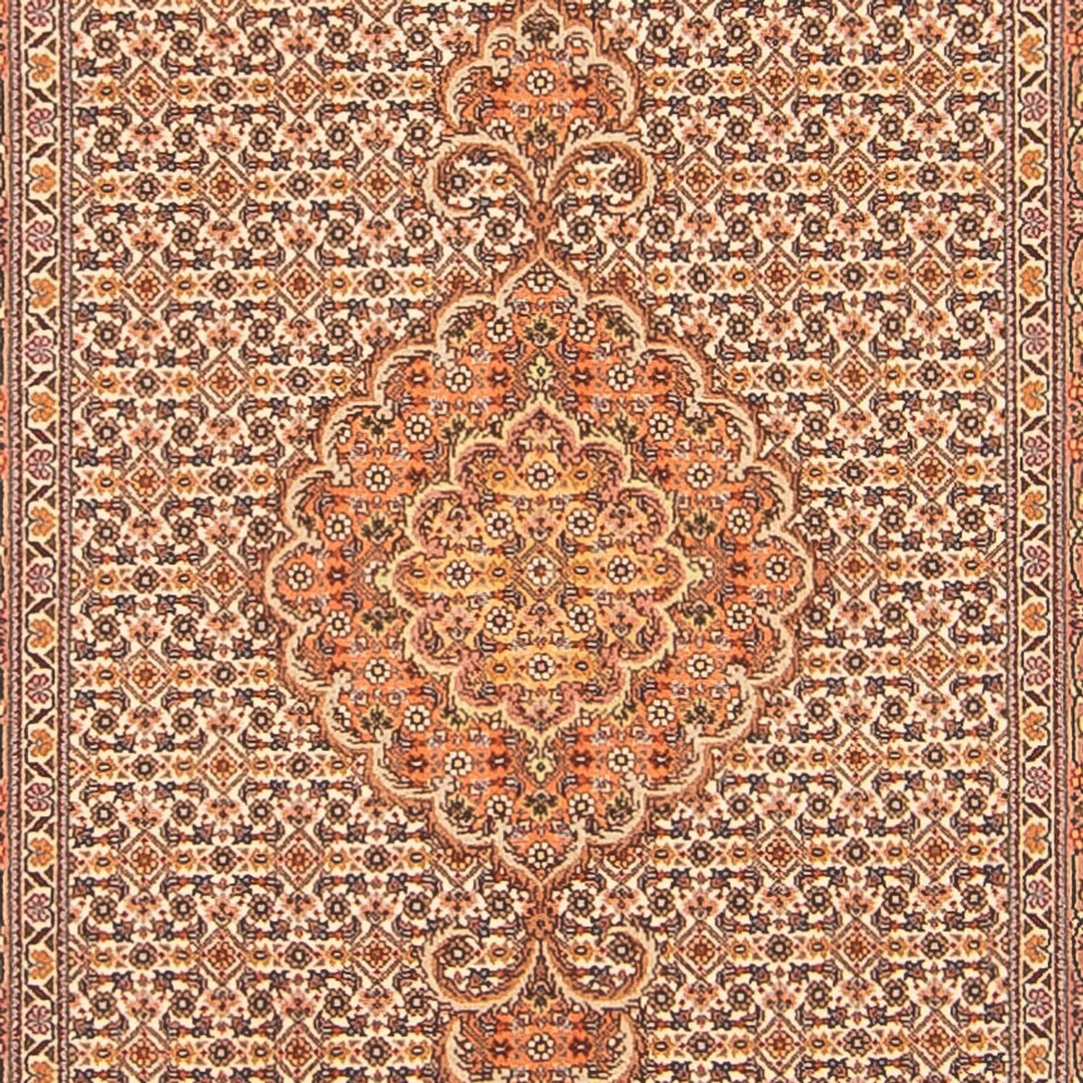 Løber Persisk tæppe - Tabriz - Royal - 407 x 78 cm - beige
