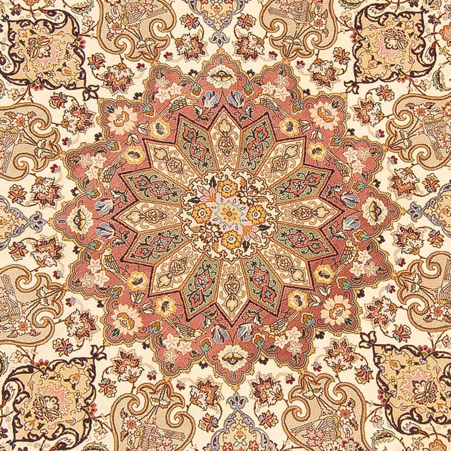 Persisk tæppe - Tabriz - Royal rundt  - 200 x 200 cm - creme