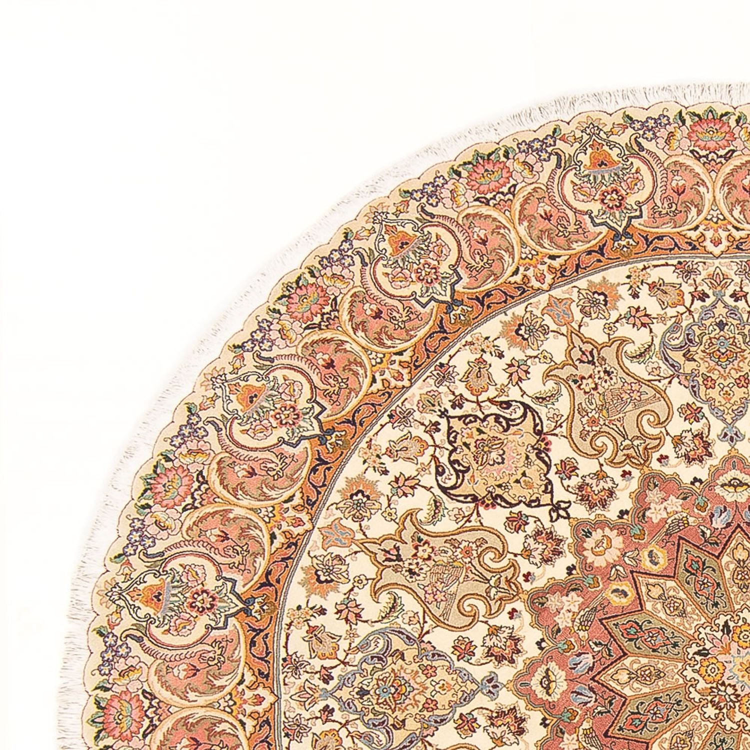 Persisk tæppe - Tabriz - Royal rundt  - 200 x 200 cm - creme
