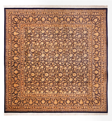 Silketæppe - Ghom Silk - Premium firkantet  - 247 x 243 cm - mørk beige