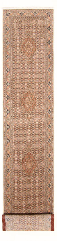 Løber Persisk tæppe - Tabriz - Royal - 403 x 82 cm - beige