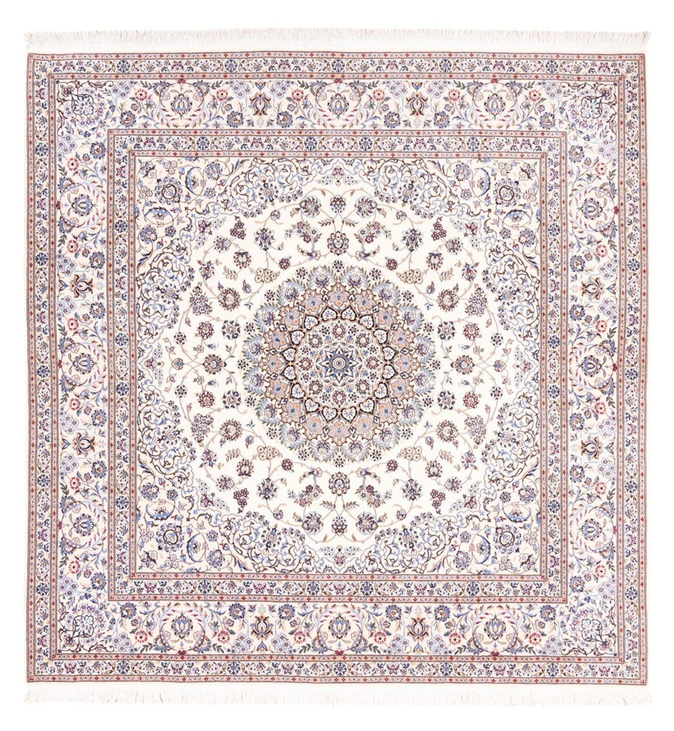 Persisk tæppe - Nain - Premium firkantet  - 203 x 201 cm - creme