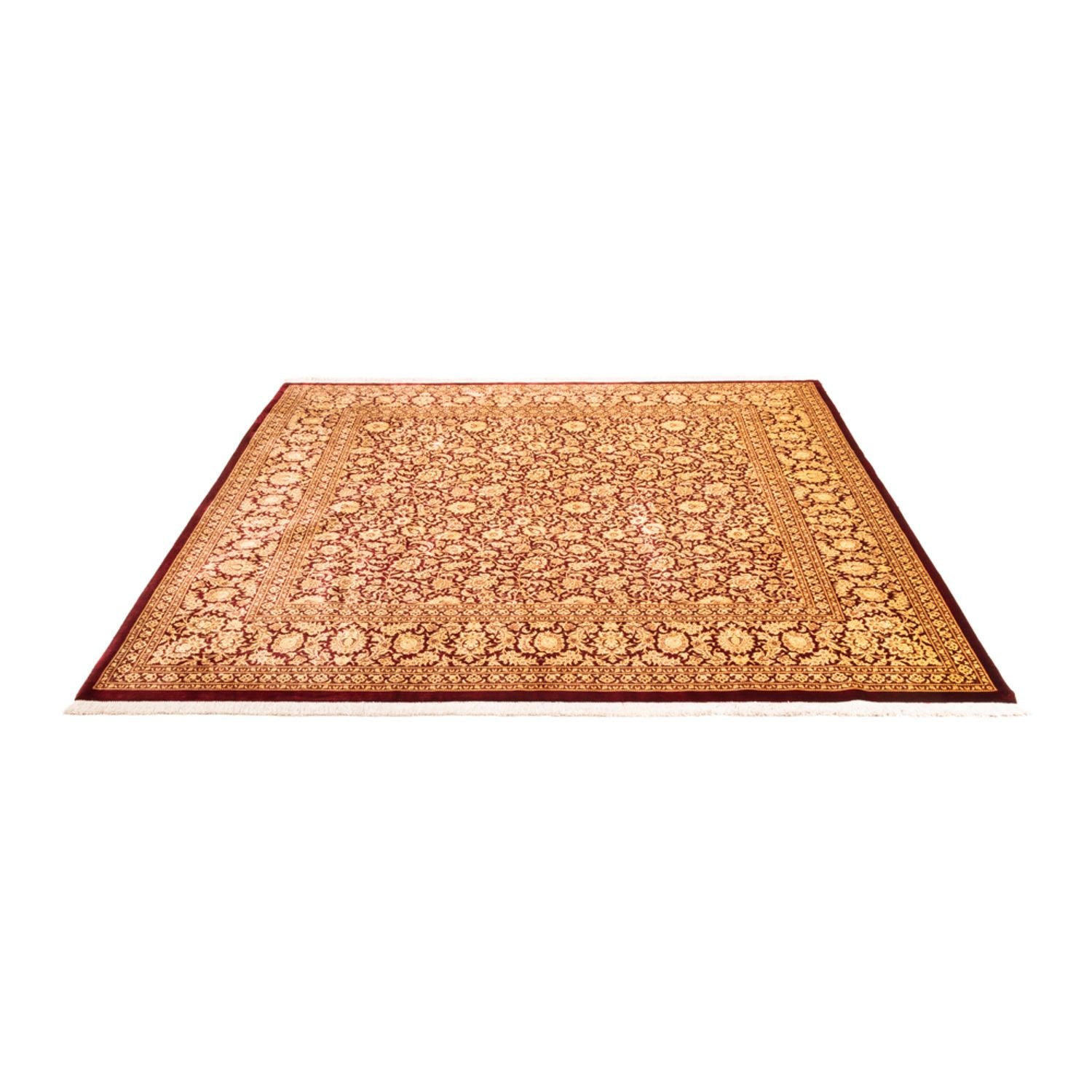 Silketæppe - Ghom Silk - Premium firkantet  - 200 x 200 cm - guld