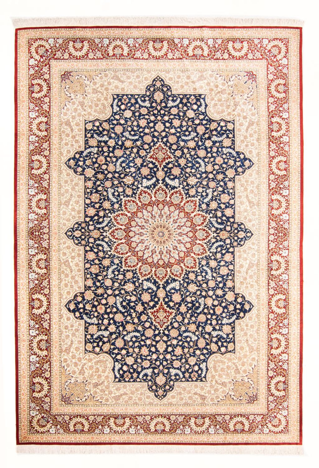 Silketæppe - Ghom Silk - Premium - 287 x 196 cm - blå