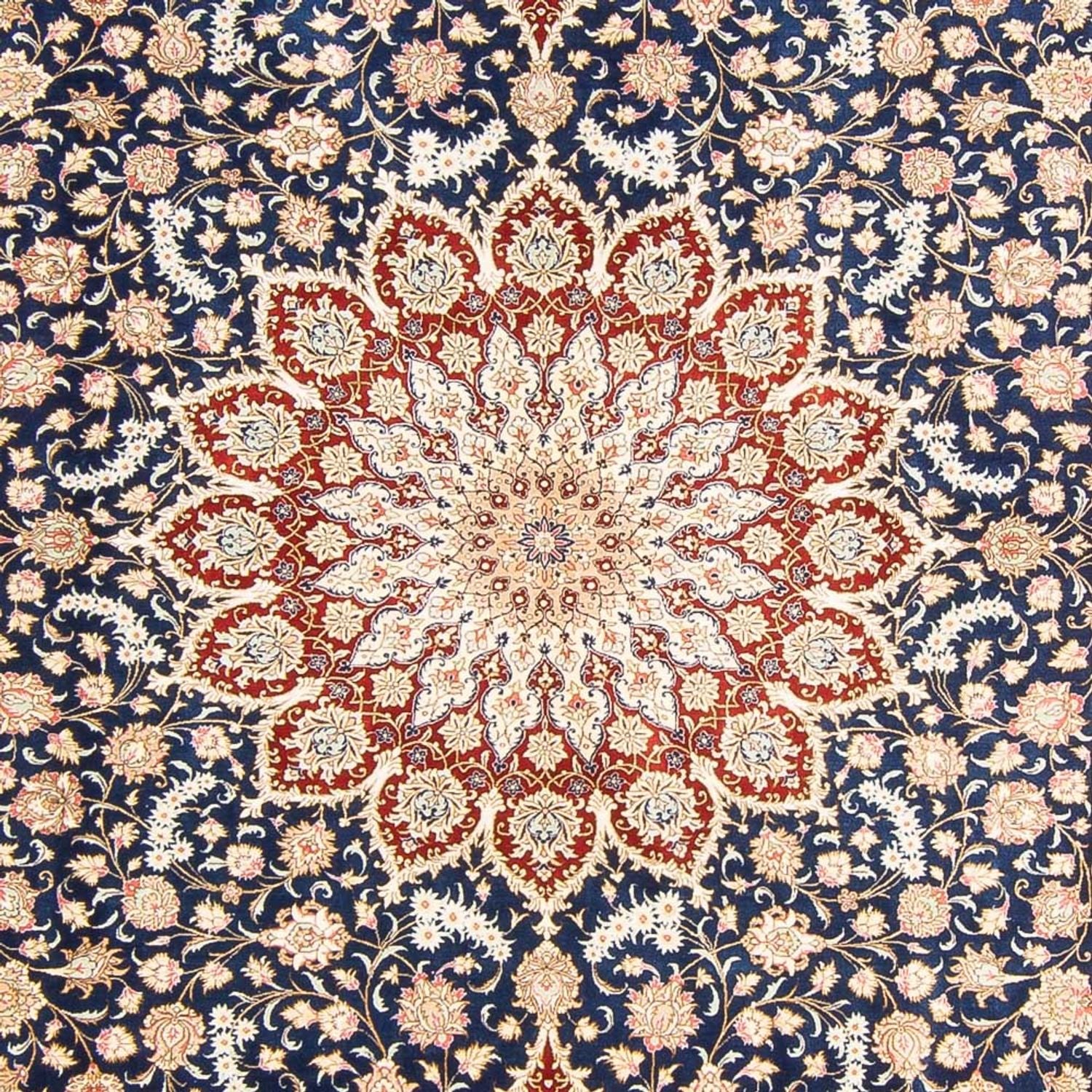 Silketæppe - Ghom Silk - Premium - 287 x 196 cm - blå