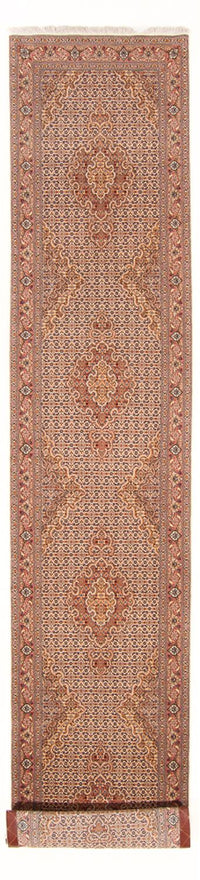 Løber Persisk tæppe - Tabriz - Royal - 400 x 78 cm - beige