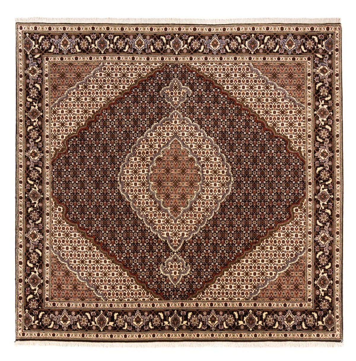 Persisk tæppe - Tabriz - Royal firkantet  - 203 x 198 cm - mørk beige