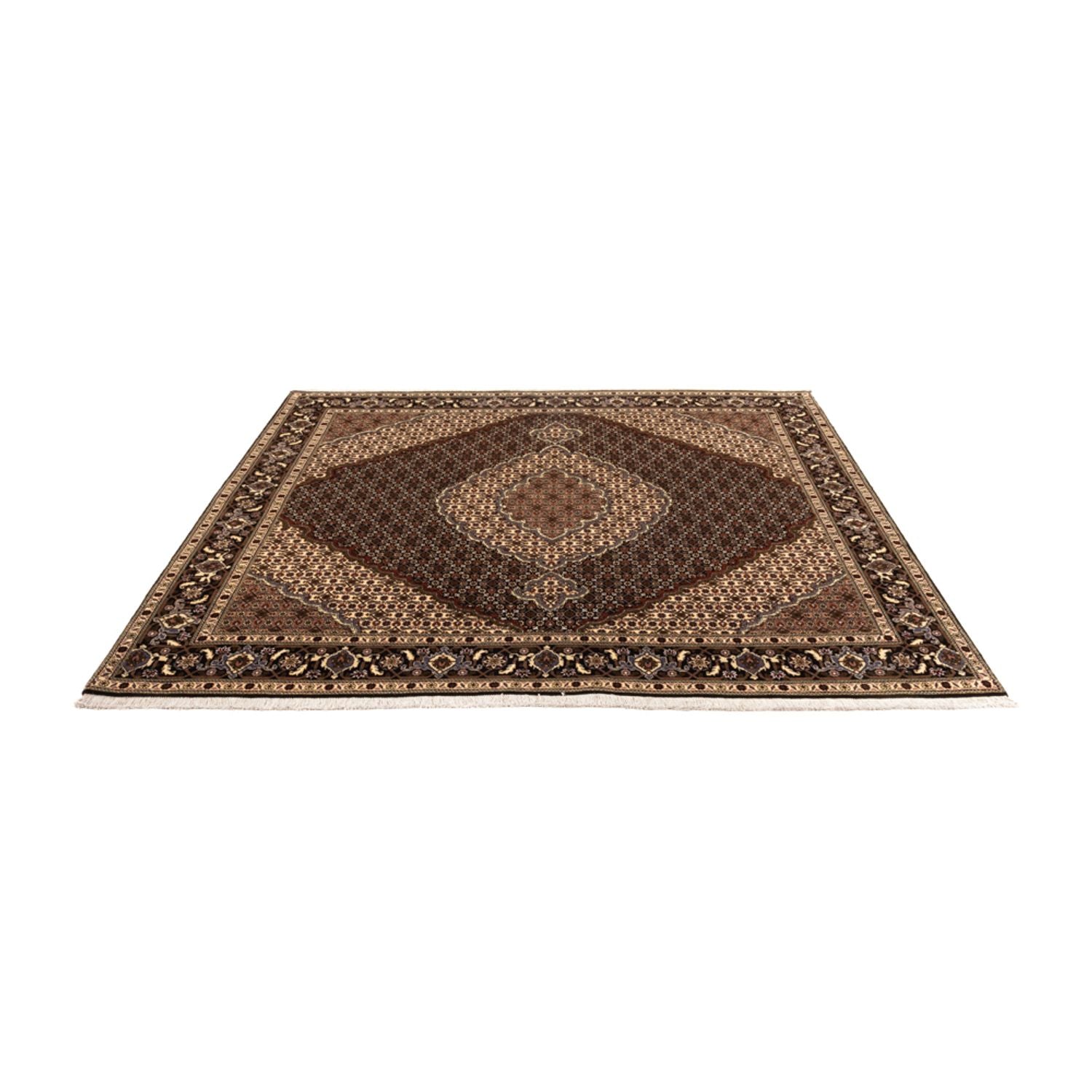 Persisk tæppe - Tabriz - Royal firkantet  - 203 x 198 cm - mørk beige