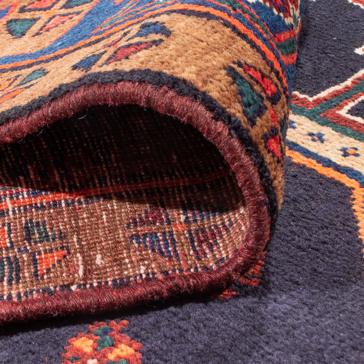 Løber Persisk tæppe - Nomadisk - 380 x 153 cm - mørkeblå