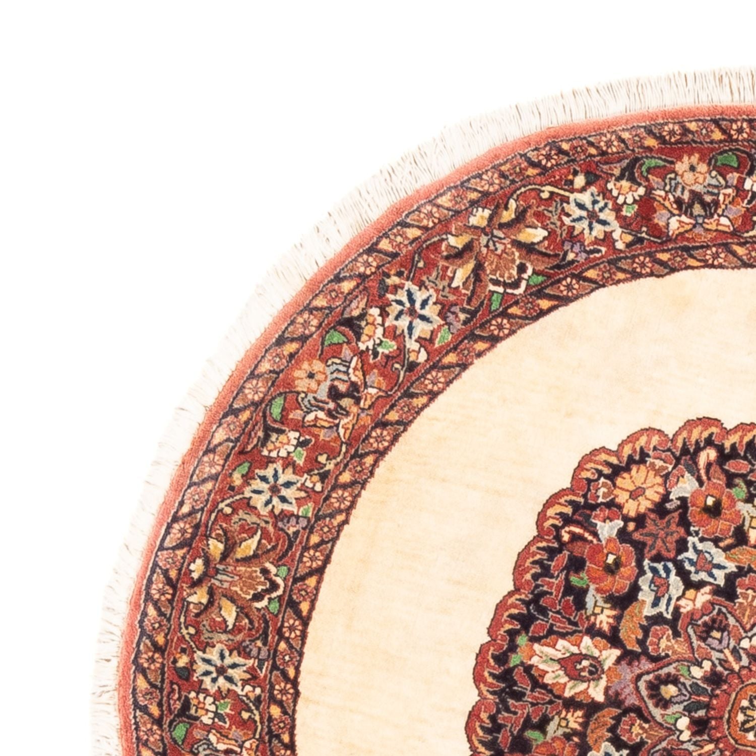 Persisk tæppe - Bijar - Royal rundt  - 100 x 100 cm - creme