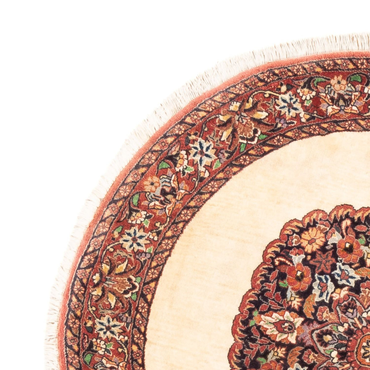 Persisk tæppe - Bijar - Royal rundt  - 100 x 100 cm - creme