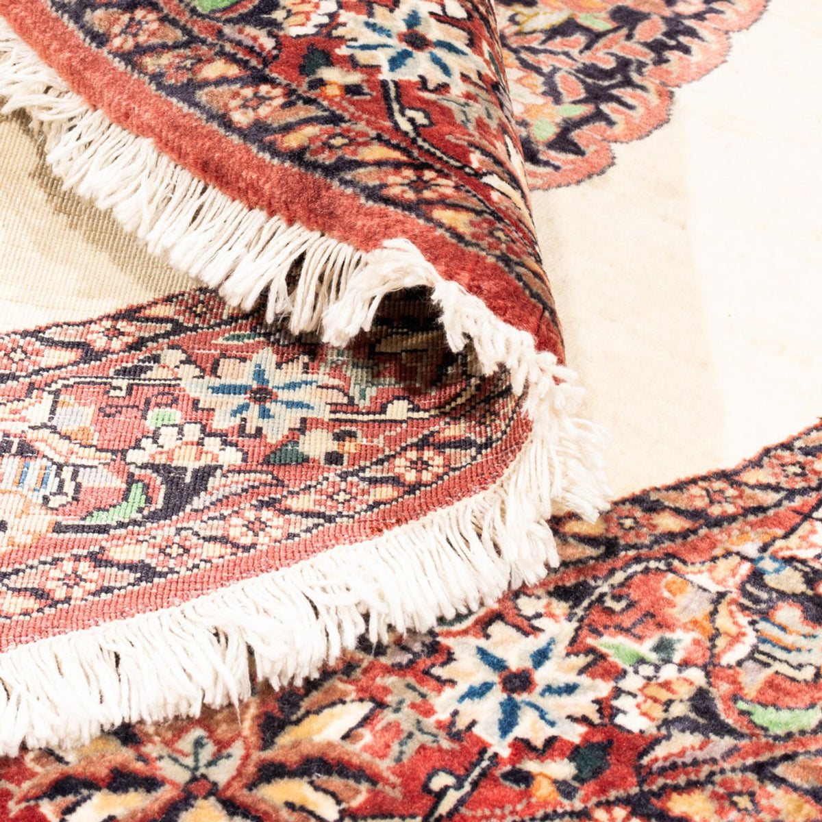 Persisk tæppe - Bijar - Royal rundt  - 100 x 100 cm - creme