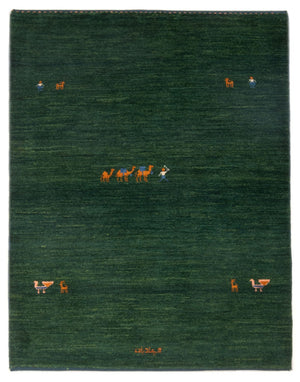 Gabbeh-tæppe - Persisk - 151 x 104 cm - mørkegrøn