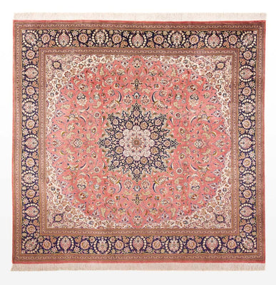 Silketæppe - Ghom Silk - Premium firkantet  - 247 x 247 cm - lysrød