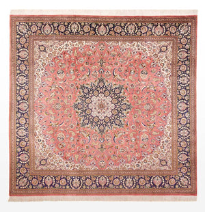 Silketæppe - Ghom Silk - Premium firkantet  - 247 x 247 cm - lysrød