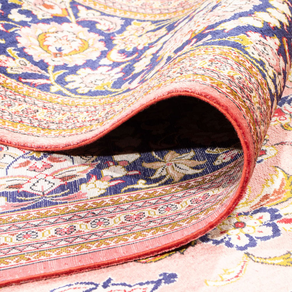Silketæppe - Ghom Silk - Premium firkantet  - 247 x 247 cm - lysrød