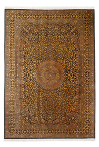 Silketæppe - Ghom Silk - Premium - 353 x 242 cm - sort