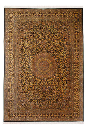 Silketæppe - Ghom Silk - Premium - 353 x 242 cm - sort