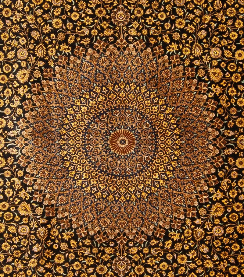 Silketæppe - Ghom Silk - Premium - 353 x 242 cm - sort