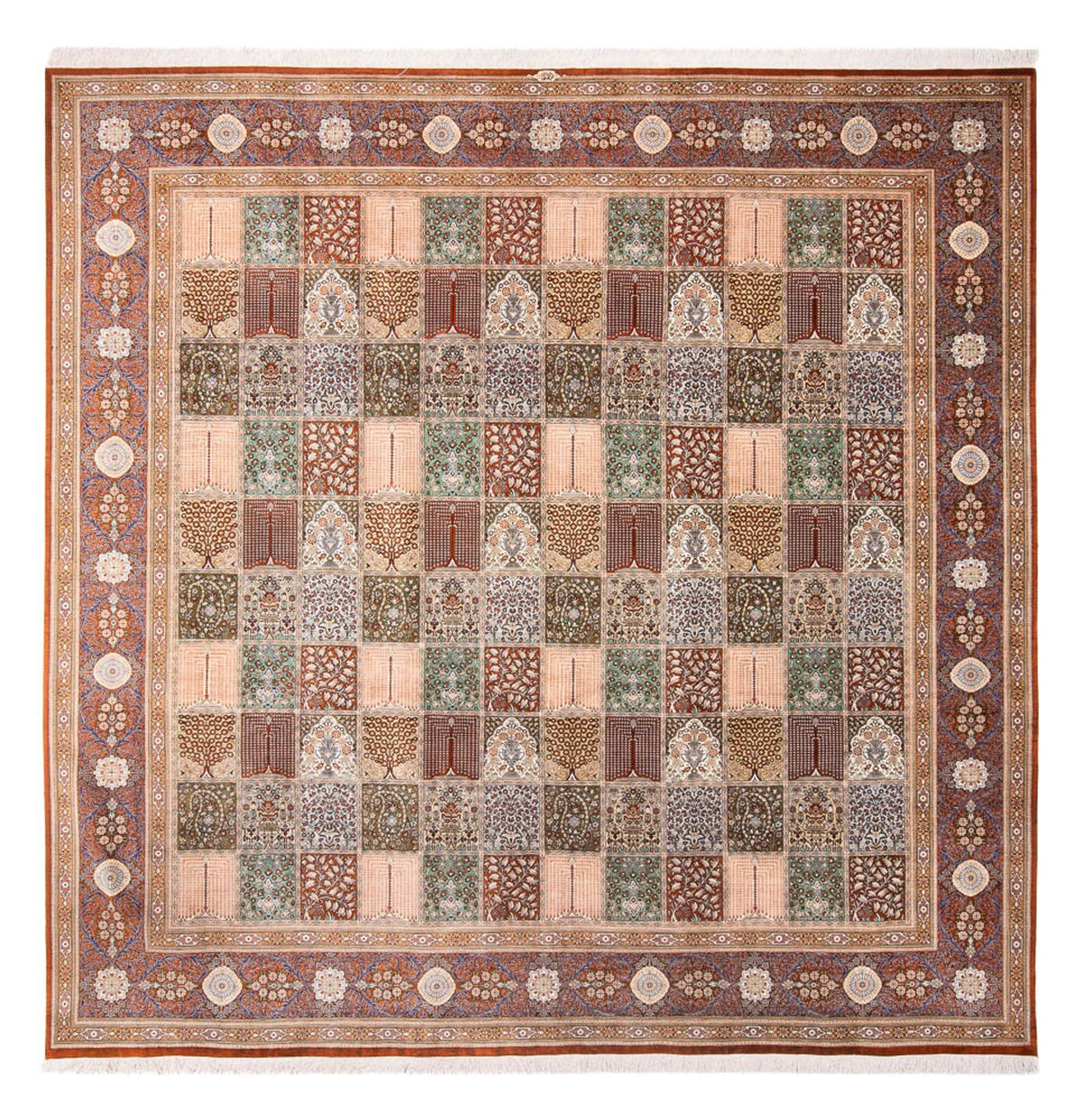 Silketæppe - Ghom Silk - Premium firkantet  - 302 x 297 cm - flerfarvet